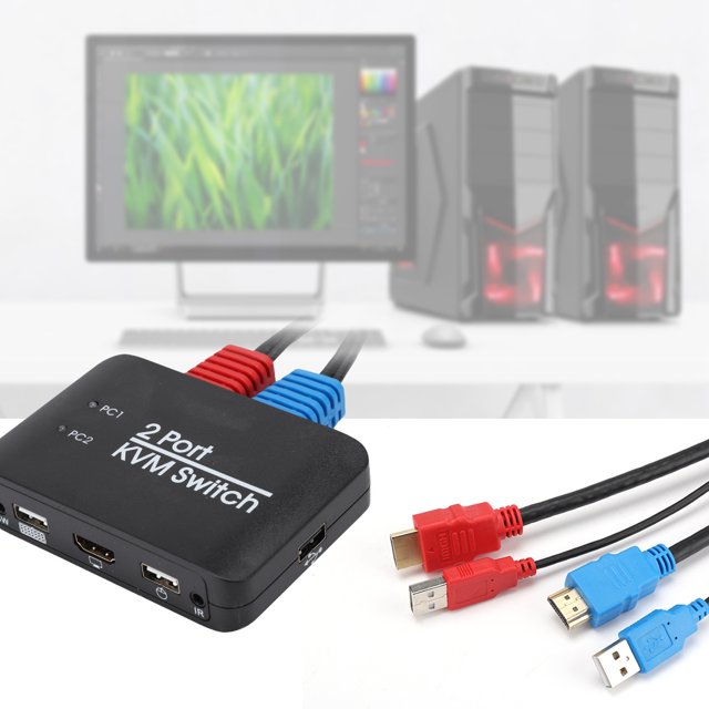 Conmutador KVM de puertos para Windows,Conmutador KVM de 2 puertos para conmutador Conmutador KVM meticulosamente diseñado