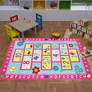 HUAHOO Pink Girls Rug Pink Kids Rug hopscotch Rug Childrens Rugs Baby Nursery Rugs Kids Rugs Carpet Girls Bedroom Playroom Play Mat School Classroom Learning Carpet Educational Rug