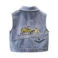 thumbnail image 4 of DJDLJWCJ Boys Denim Vest Tops Collared Sleeveless Button Down Jean Waistcoat with Pockets Fall Denim Outerwear Blue Size 9, 4 of 9