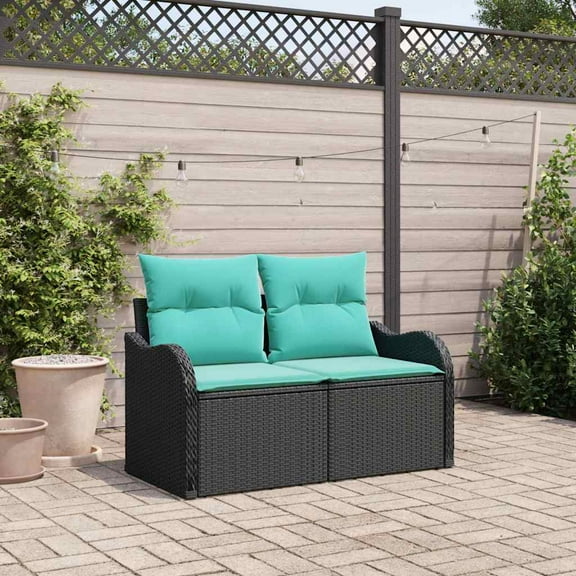 vidaXL Garden Sofa Black 121 x 62 x 69cm poly rattan