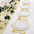 thumbnail image 5 of 120 pieces Gold Disposable Plastic Plates - White and Gold Plates Include 10.25" Dinner Plates & 7.5" Salad Plates for Weddings and Party, 5 of 8