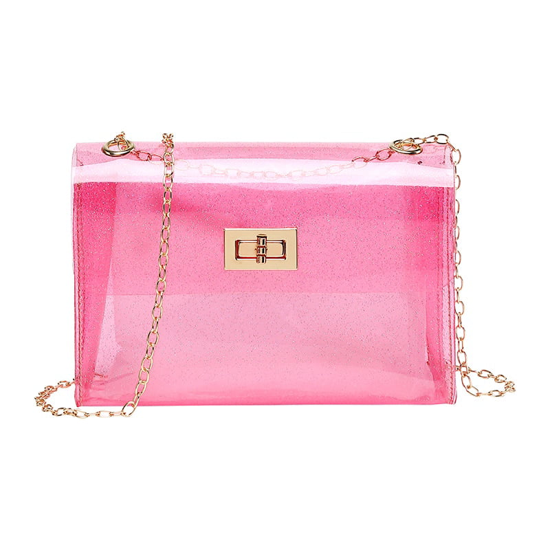 Transparent Women Crystal PVC Material Clear Chain Jelly Bags Tote Handbag  Messenger Shoulder Bag Lovely 