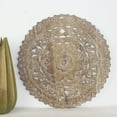 thumbnail image 2 of Strata Furniture 24x24" Round Traditional Wood Lotus Panel in Sand Washed Beige, 2 of 5