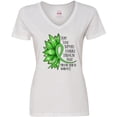 thumbnail image 3 of Inktastic Mental Health Awareness Green Sunflower Ribbon Women's V-Neck T-Shirt, 3 of 5
