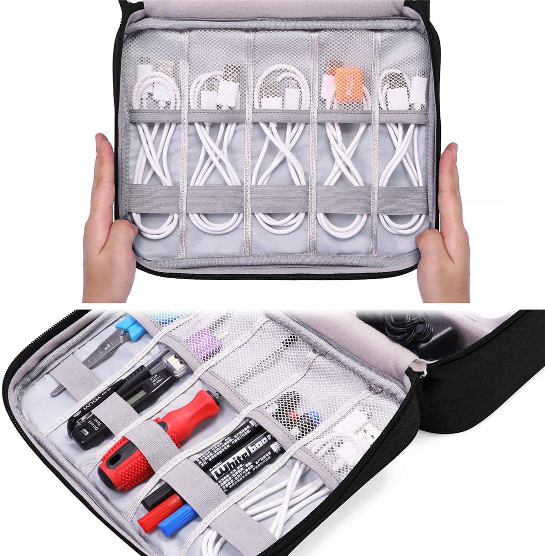 Blue Portable Electronic Organizer Travel Accessories Cable Bag Universal Cord Storage Case Carrying for Charging Cable Cell Phone Power Bank,Mini Tablet 