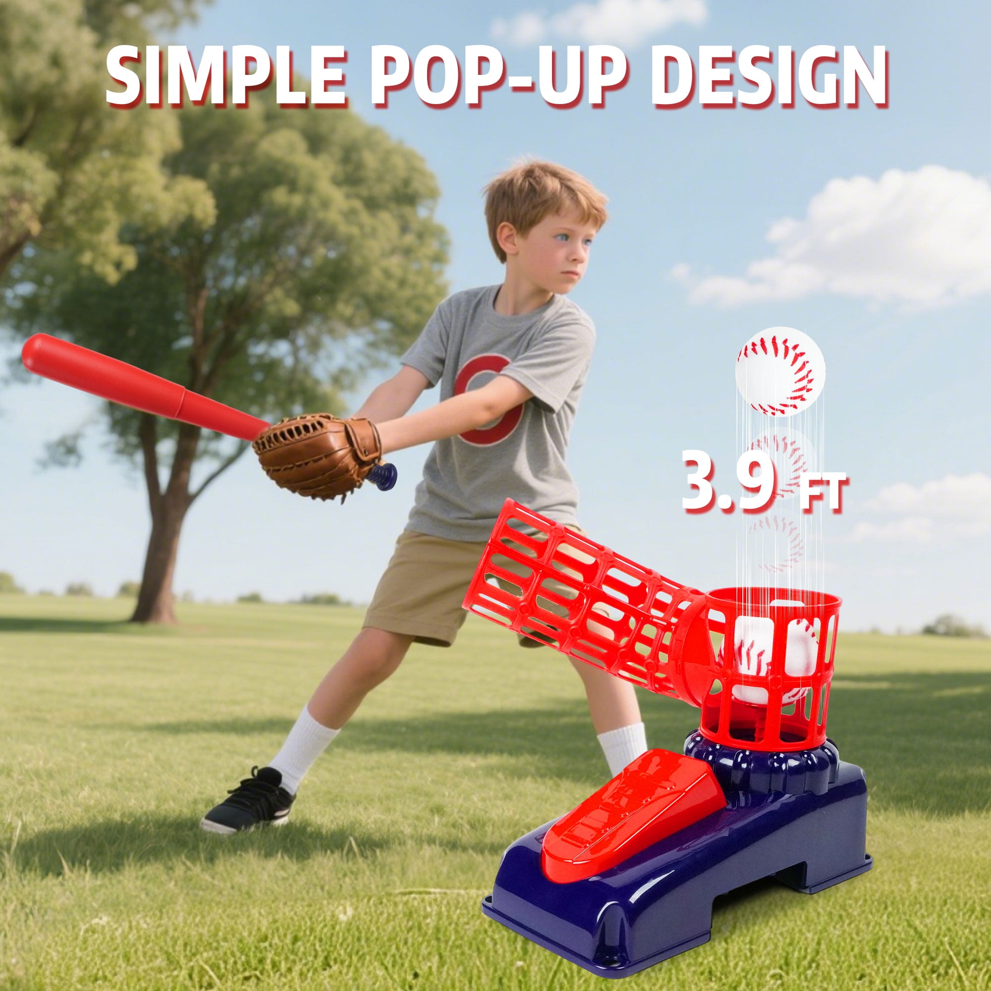 JUGAAD LIFE 3-in-1 T Ball Set for Kids, Adjustable Height Baseball Set with 6 Balls, Tee Ball Set for Age 3 to 6 Years Old, Indoor/Outdoor Backyard Sport Gifts for Boys & Girls