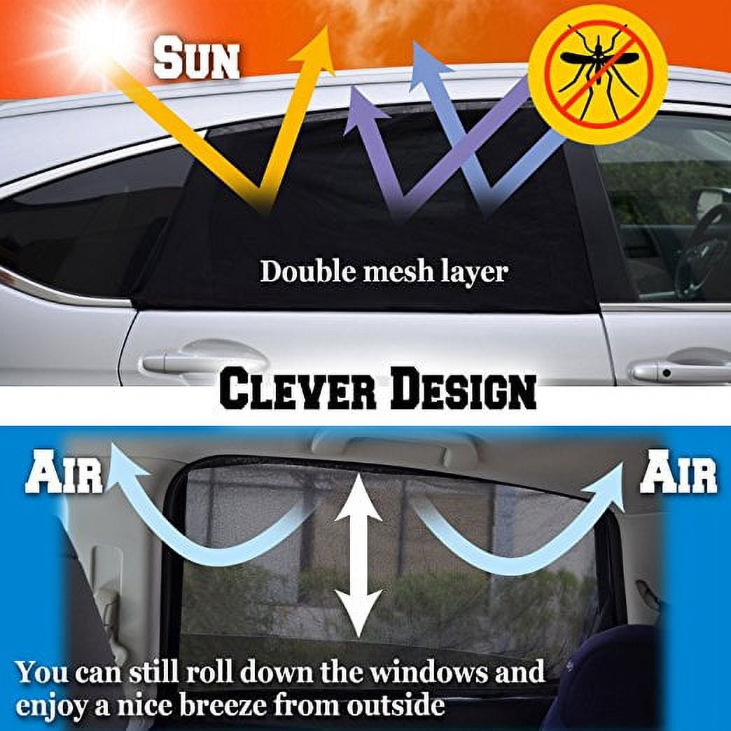 Sunrise 2pc Car Side Window Sunshade UV Protector, Black