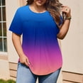 thumbnail image 4 of RYRJJ Womens Plus Size Tops Short Sleeve Blouses Dressy Casual Summer Pleated Front Crewneck T Shirts Gradient Tie Dye Tees(Dark Blue,3XL), 4 of 9