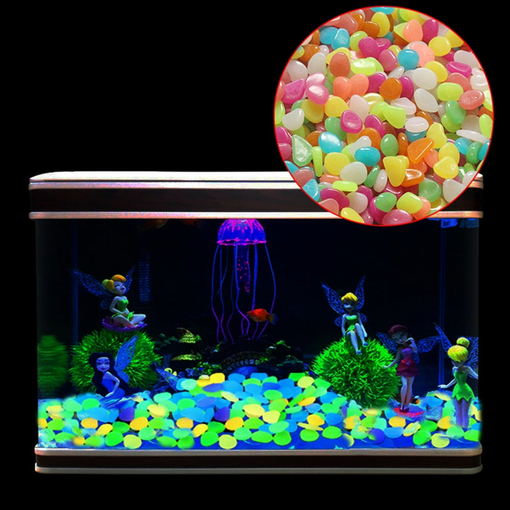 Windfall 100Pcs Glow In The Dark Pebbles Stones Garden Walkaway Aquarium Fish Tank Decor