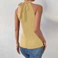 thumbnail image 4 of Miluxas Sequin Halter Tops for Women Sleeveless Sparkly Shiny Tank Tops Ruched Flowy Sparkly Club Outfits Party Shirt Yellow XL(XL), 4 of 9