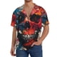 thumbnail image 1 of Balery Abstract Colorful Skull Art Camisa Casual de Manga Corta con Botones para Hombre, Texturizada, Estilo Cubano, para Playa, Verano-3X-Large, 1 of 5
