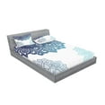 thumbnail image 2 of Ambesonne Flora Fitted Sheet & Pillow Sham Set, Vibrant Colored Mandala, King, Pale Blue Dark Blue, 2 of 2