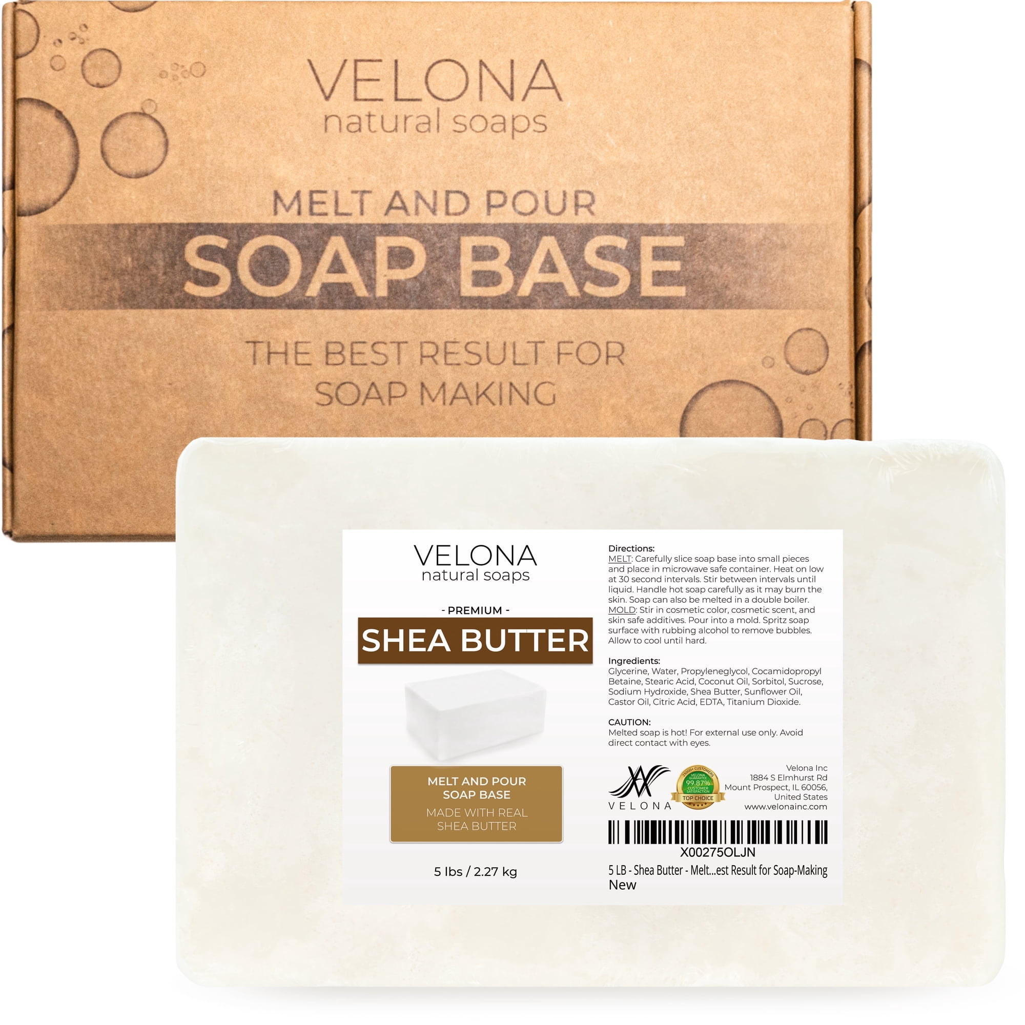 velona 5 LB - Shea Butter - Melt and Pour Soap Base SLS/SLES free | Natural Bars for The Best Result for Soap-Making