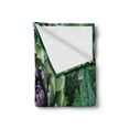 thumbnail image 2 of Artichoke Soft Flannel Fleece Throw Blanket, Photograph of Blooming Vegetable Agriculture Nature Artwork Print, Cozy Plush for Indoor and Outdoor Use, 50" x 60", Fern Green and Purple, by Ambesonne, 2 of 6