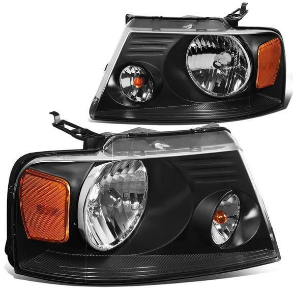 DNA Motoring For 04-08 Ford F150 06-08 Mark LT Black Amber Corner Headlight Lamps Pair