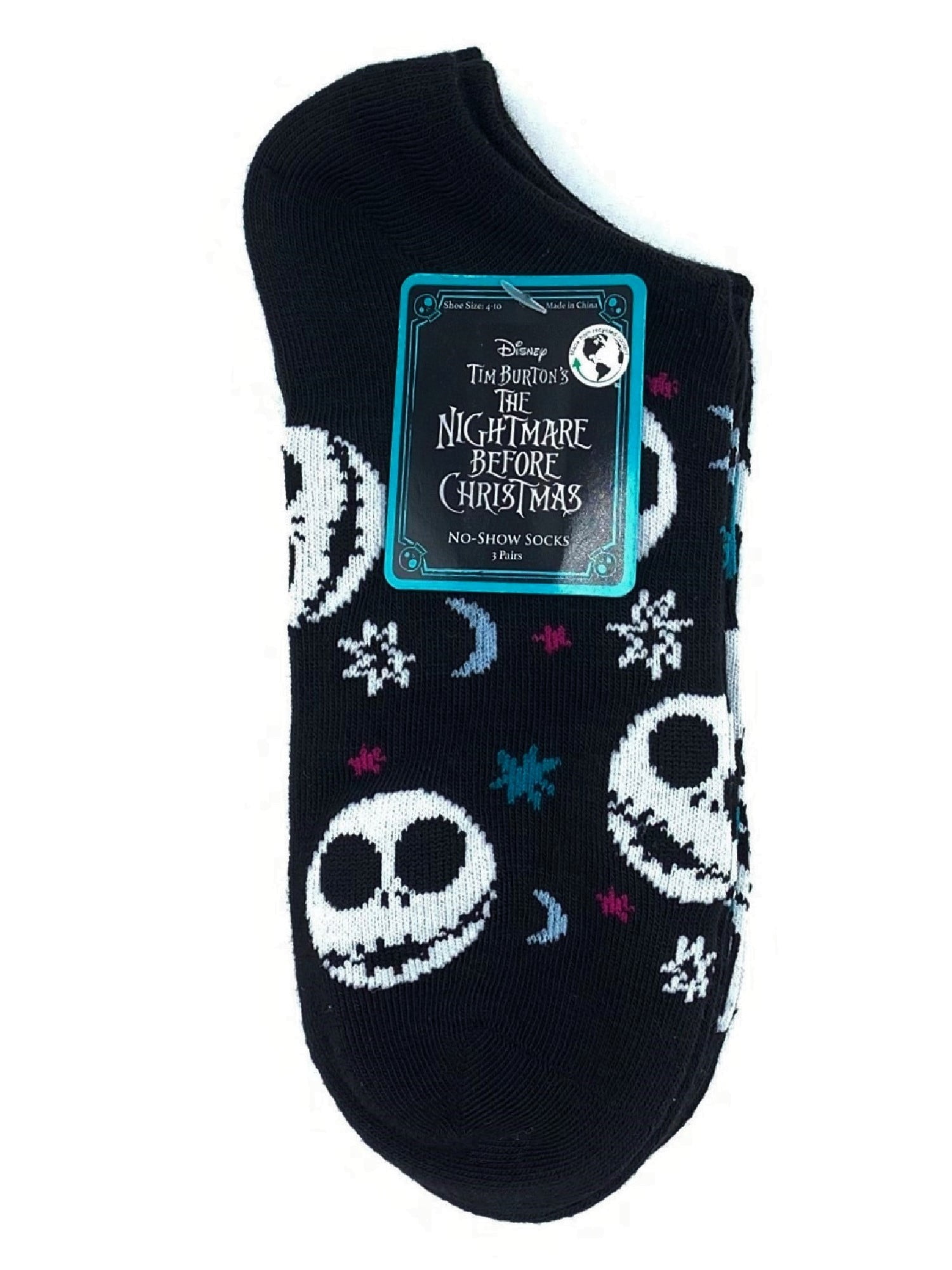 Disney Nightmare Before Christmas, Women's No-Show Socks, 3-Pack, Size 4-10  