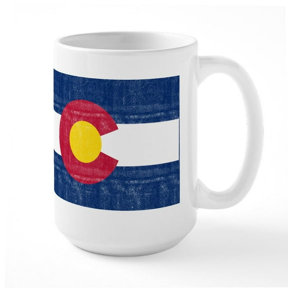 CafePress - Colorado Flag - 15 oz Ceramic Large White Novelty Mug
