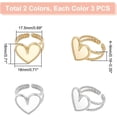 thumbnail image 3 of 6 Sets DIY Blank Dome Heart Cuff Ring Making Kit 304 Stainless Steel Open Ring Setting Heart Metal Ring Blanks Cabochon Ring Base Settings Tray Bezels for Jewelry Making, 3 of 9