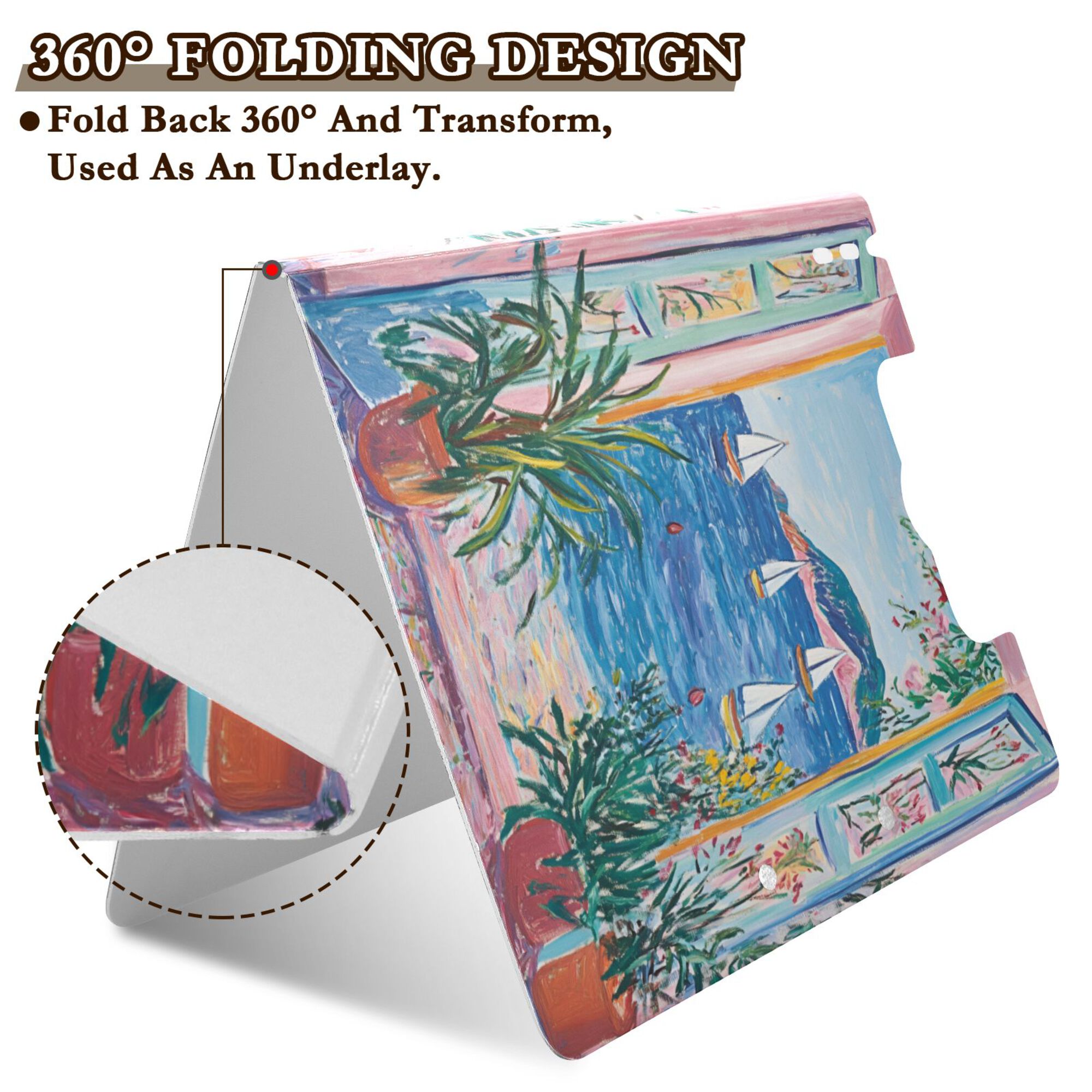 FORMRS A4 Clipboard Folder with Pen Holder Horizontal Foldable School Office Binder, Seaside Door