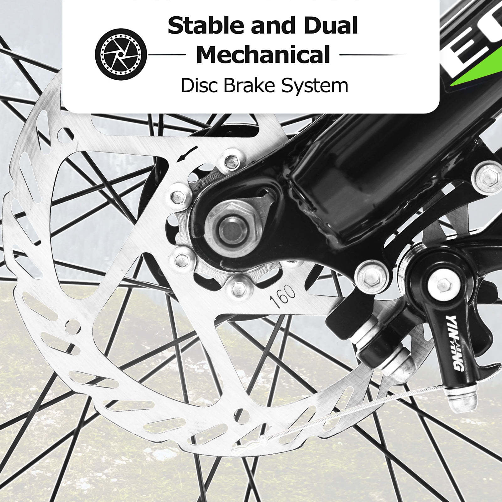 24 inch Fat Tire Bike,7-Speed Green Trail Mountain Bike for Adult with Dual-Disc Brakes