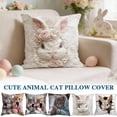 thumbnail image 3 of Plush Animal Decorative Throw Pillow, Soft Short Plush Cushion with Cute Kitten & Bunny Designs for Sofa, Bed, Nursery, and Home Decor, 3 of 7