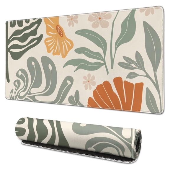 Large Boho Art XL Mouse Pad, Extra Large Polyester Keyboard Desk Mat with Stitched Edges and Non-Slip Rubber Base for Computer, Gaming, Work, Home Office, 31.5 x 15.7 in