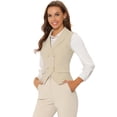 thumbnail image 1 of Chaleco elegante para mujer con doble botonadura y solapa sin mangas albaricoque S, 1 of 6