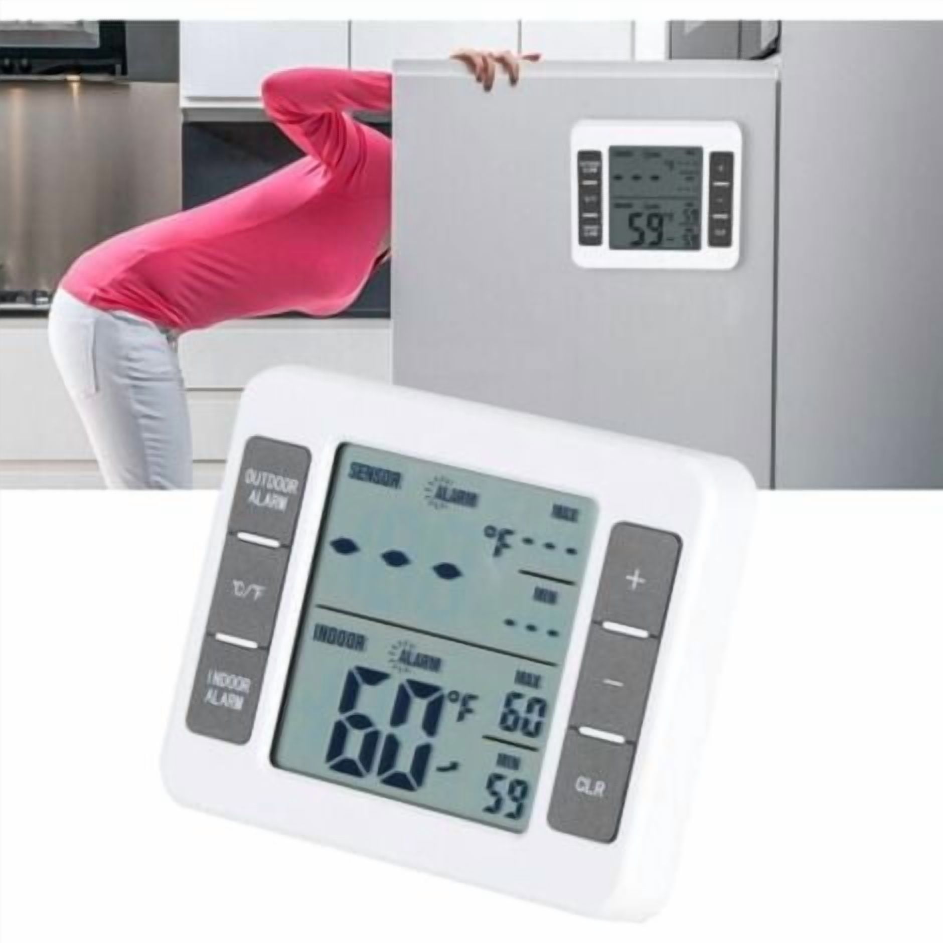 one for one Wireless Digital Freezer Thermometer Indoor/Outdoor Temperature Sensor with Audible Alarm