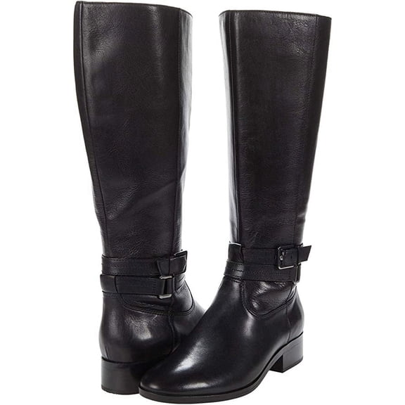 Naturalizer Women's Reid Wide Shaft Knee-High Boots, Black Leather, Size US 11 Medium