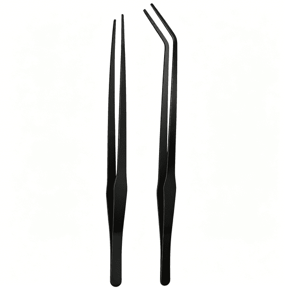 EXLEAF Aquarium Tweezers Extra Long 15 Inches,Stainless Steel Straight and Curved Tweezers 38Cm for Fish Tank Plant Aquascape Tools,Feeding Tongs