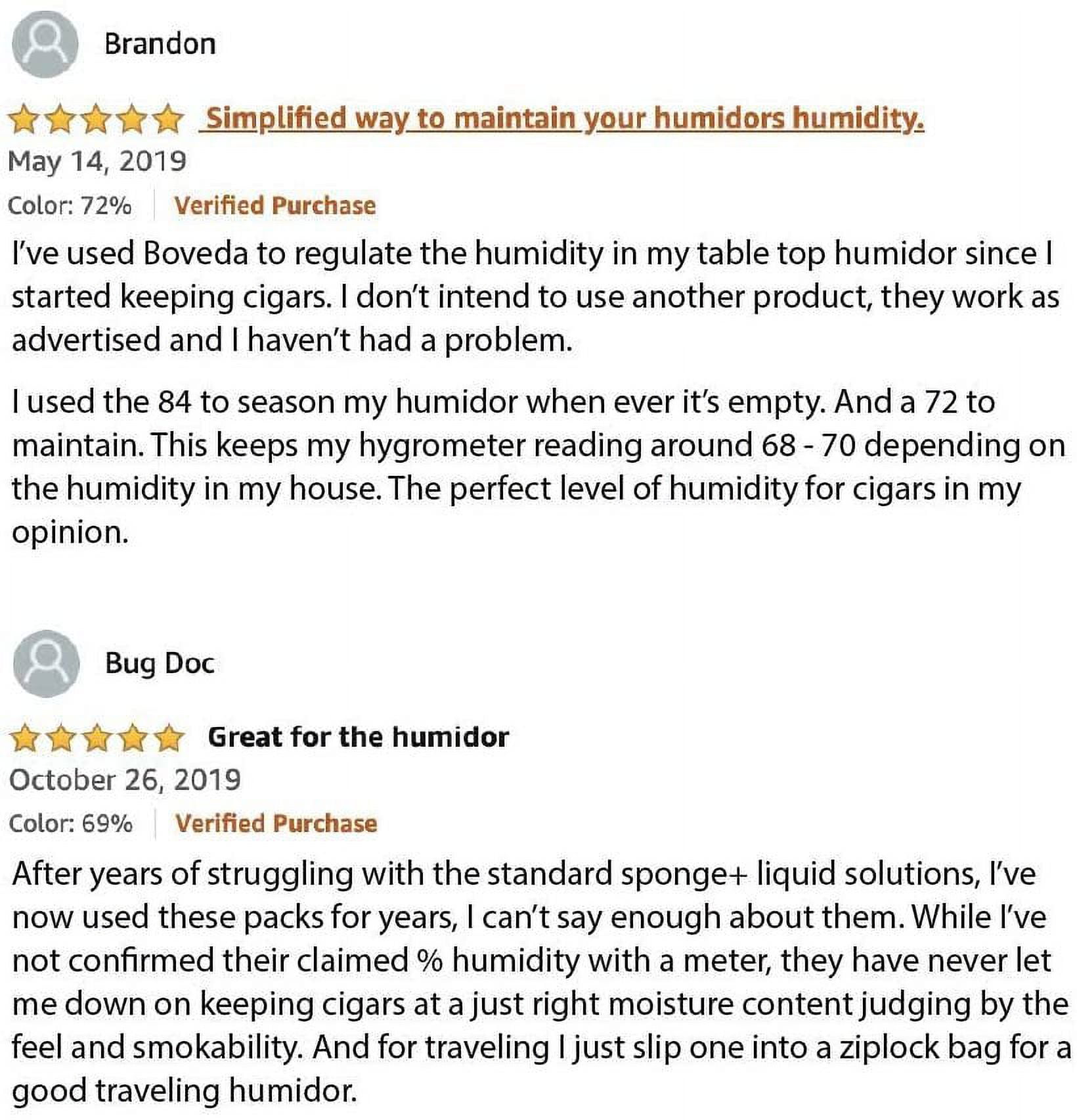 Boveda 72% Two-Way Humidity Control for wood containers, size 60, 4-pack moisture absorbers and humidifier in resealable bag