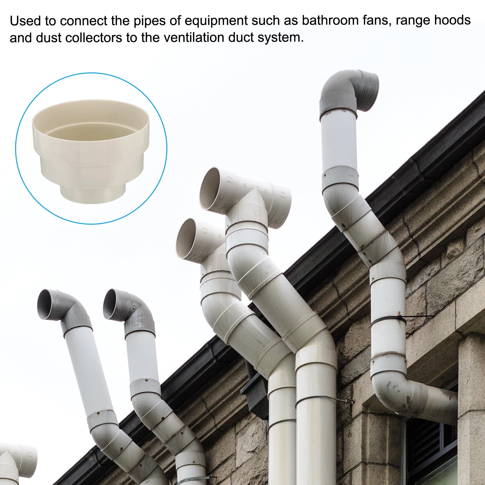 Uxcell 6.5" to 6" to 4" Duct Reducer, 2pcs Duct Connector Ducting Inline Adapter Increaser for HVAC Ventilation