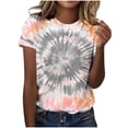 thumbnail image 2 of Mifsaly Tie-Dye Cotton T-Shirt for Women Short Sleeve Crew Neck Casual Summer Tops Colorful Print Lightweight Breathable Casual Blouse XXXL, 2 of 6