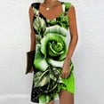 thumbnail image 2 of Honeeladyy Mini Dresses for Women Summer Sleeveless Print Beach Dress A Line Strap Vacation Sundresses Green XXL, 2 of 5