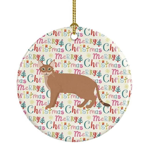 Chausie Cat Christmas Ceramic Ornament 2.8 in x 2.8 in