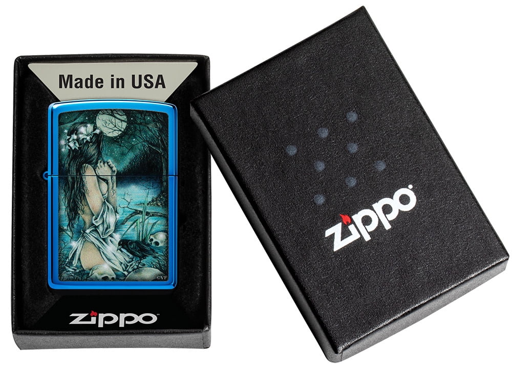Zippo Victoria Frances High Polish Blue Pocket Lighter