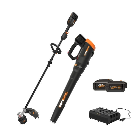 Worx Nitro WP925 40V Quiet Tech Leaf Blower & Brushless 15” Cordless String Trimmer Combo Kit (Batteries & Charger Included)