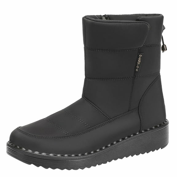 Black Women Winter Boots With High Top And Plush Interior For Cozy Wear In Cold Weather
