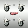 thumbnail image 2 of 4 Inch 316SS Black Polyurethane Wheel Swivel 12mm Stem Caster Set Lock Brake, 2 of 2