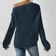 thumbnail image 6 of AGWOLF Off the Shoulder Sweater for Women Lightweight Lantern Long Sleeve Ribbed Knit Blouse Pullover Oversized Solid Basic Jumper, 6 of 7