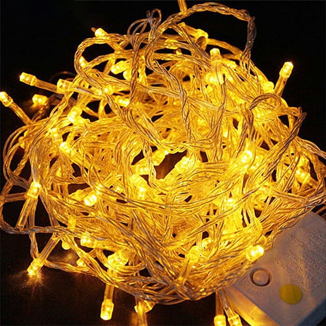 Cadenas De Iluminación Luz Lámpara de cortina LED Cadena Mini lámpara de modelado de arte para fiesta de festival (30M amarillo)