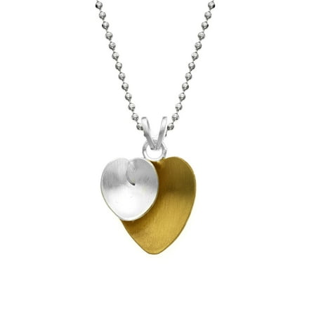 Abstract Heart Necklace - Gold and Silver Plated Abstract Double Heart Pendant with Chain