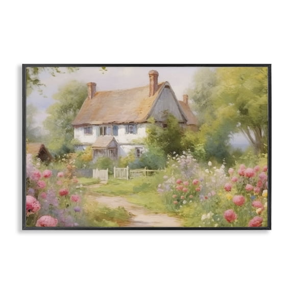 Stupell Industries French Country Nature Filled Cottage Garden Black Framed Giclee Art, 18 x 12, by Nini Art
