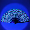 thumbnail image 2 of Party Folding Fan, Large Folding Hand Fan UV Glow Rave Fan Festival Handheld Fan Silk Folding Fan Chinese Japanese Clack Fan for Music Party Drag Queene Dance Performance Decoration Gift, 2 of 4