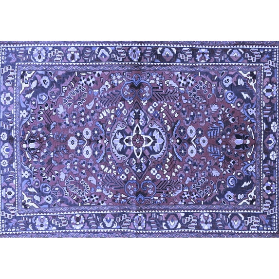 Ahgly Company Machine Washable Indoor Rectangle Persian Blue Traditional Area Rugs, 3' x 5'