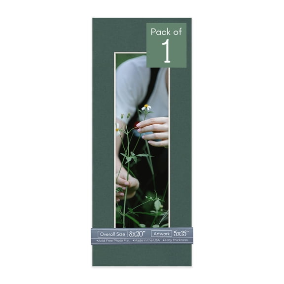 Spruce Green Picture Frame Mat for 8x20 Frames - Fits 5x15 Photos - 1 Mat