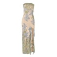 thumbnail image 3 of Bodycon Maxi Dress for Women Floral Print Ruffles Slit Tube Dress Evening Party Cocktail Dress, 3 of 6