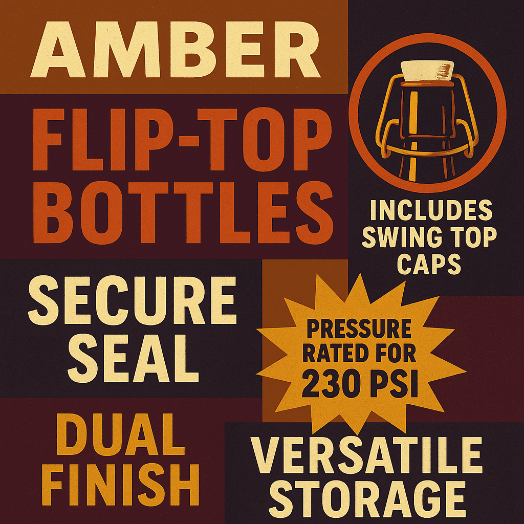 LD Carlson Amber Flip-Top Bottles 16 oz. - 12/Case