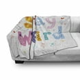 thumbnail image 2 of Stay Weird Soft Flannel Fleece Throw Blanket, Colorful Funky Calligraphy with Ornaments Stars Clouds and Heart, Cozy Plush for Indoor and Outdoor Use, 50" x 60", Multicolor, by Ambesonne, 2 of 5