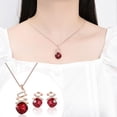 thumbnail image 2 of Bluelans Jewelry Set,1 Set Women Necklace Geometric Cubic Zirconia Twisting Elegant Red Square Rhinestone Inlaid Stud Earrings Kit Fashion Jewelry, 2 of 6